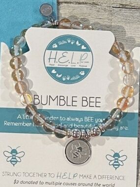 T Jazelle BUMBLE BEE Beaded Silver Tone Charm Bracelet - New With Pouch